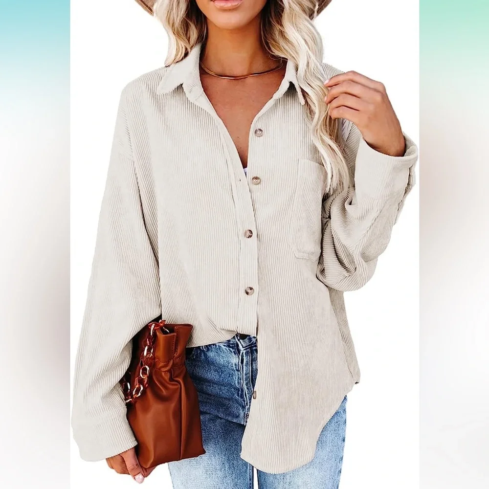 Corduroy Button Down Top - Picture 1 of 11